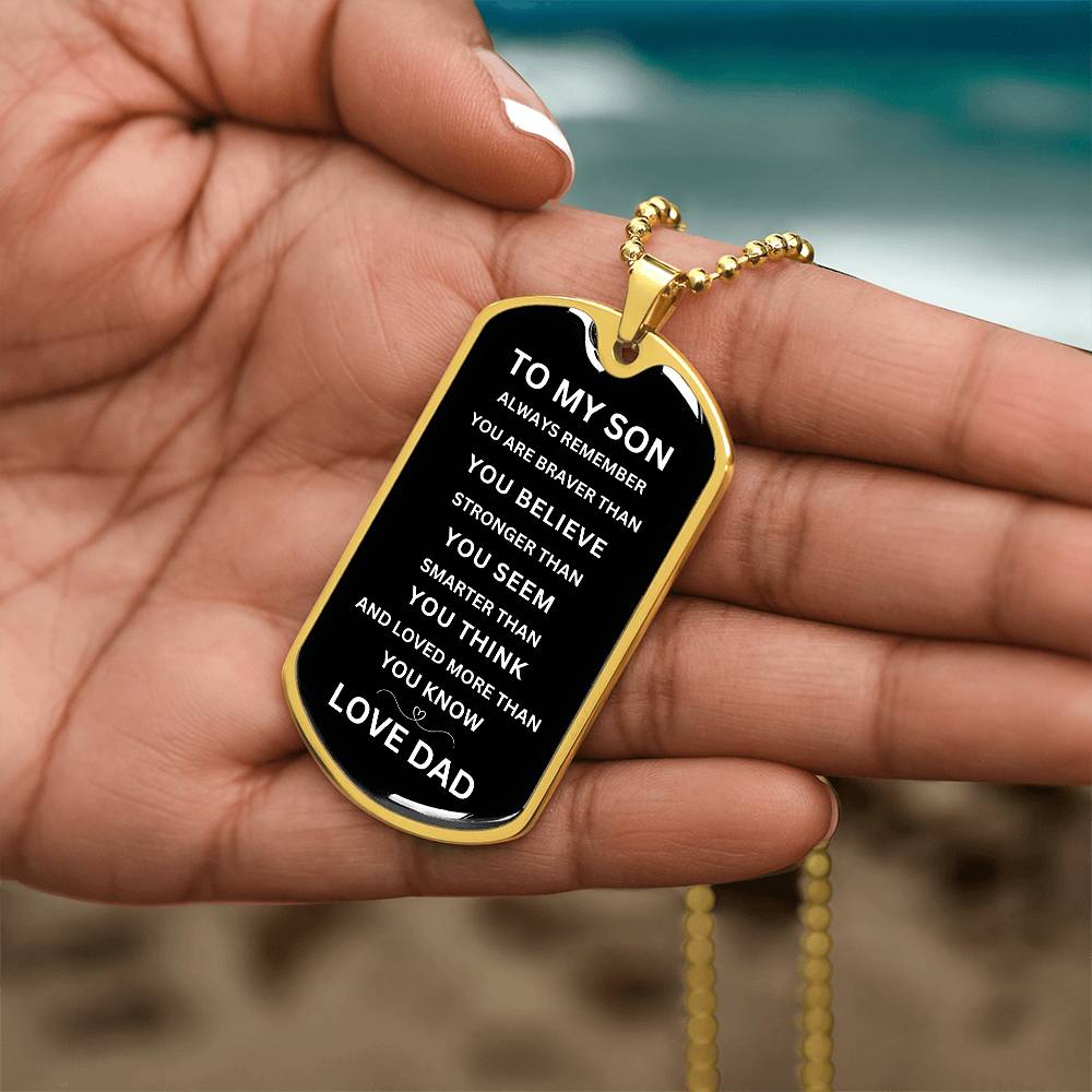 To My Son l Never Forget That I Love You Gold Necklace