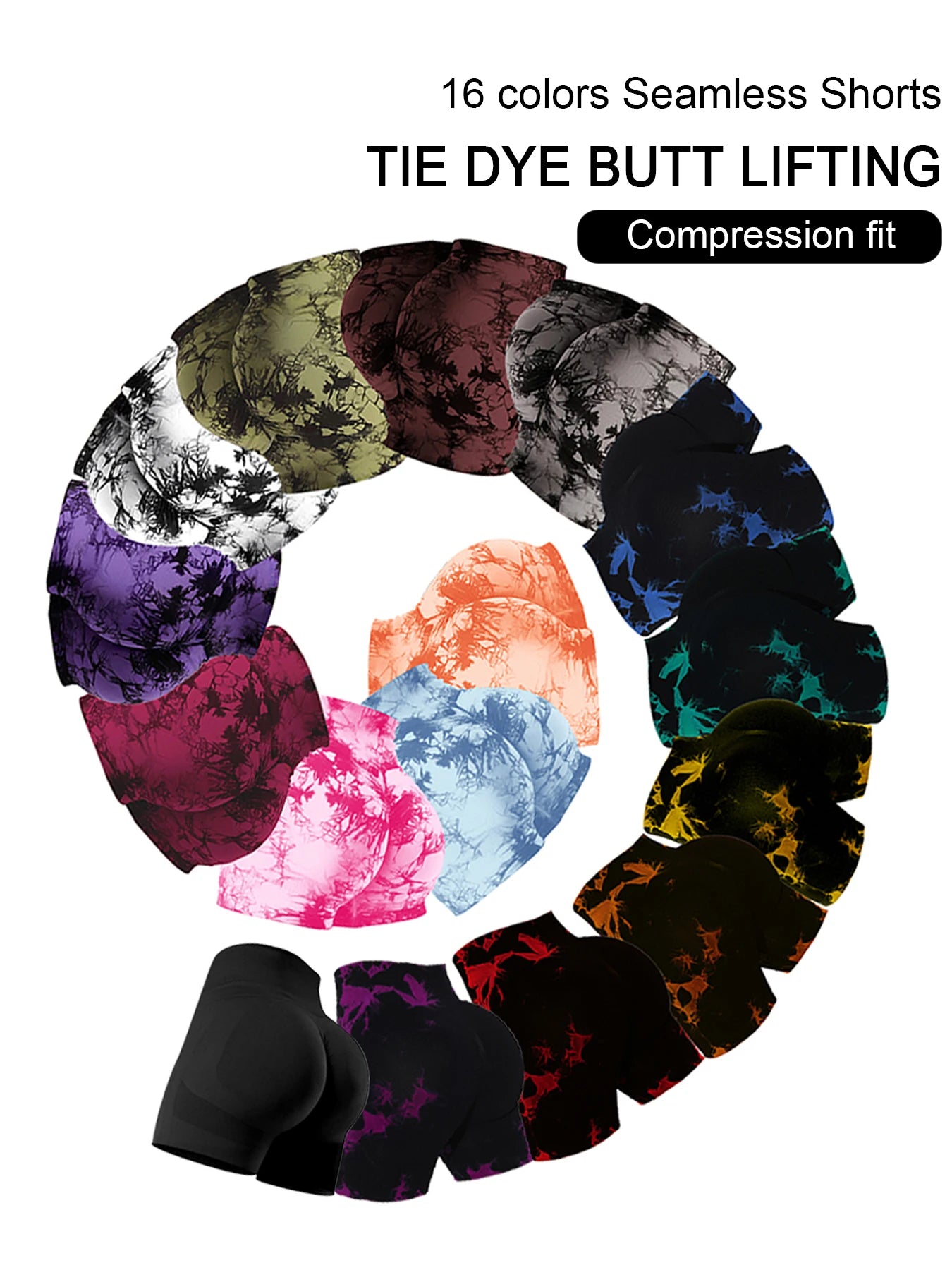 Tie-Dye Women's Fitness Butt Lifting Shorts