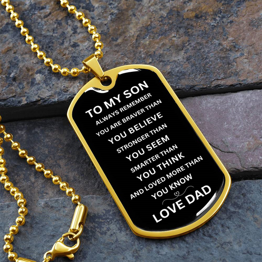 To My Son l Never Forget That I Love You Gold Necklace